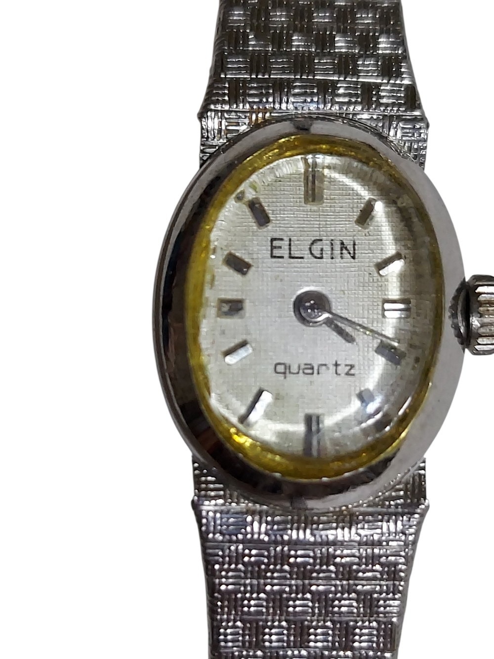 Vintage Elgin Women's Silver-Tone Quartz Watch with Gold Accent Working